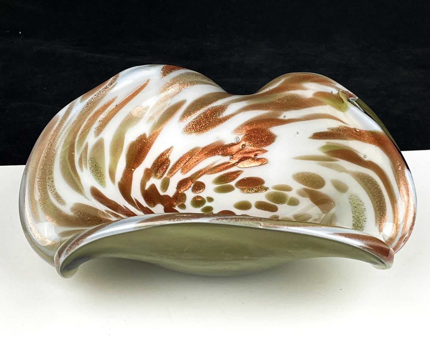 Shimmery Copper Spot Studio Art Glass Dish Ashtray