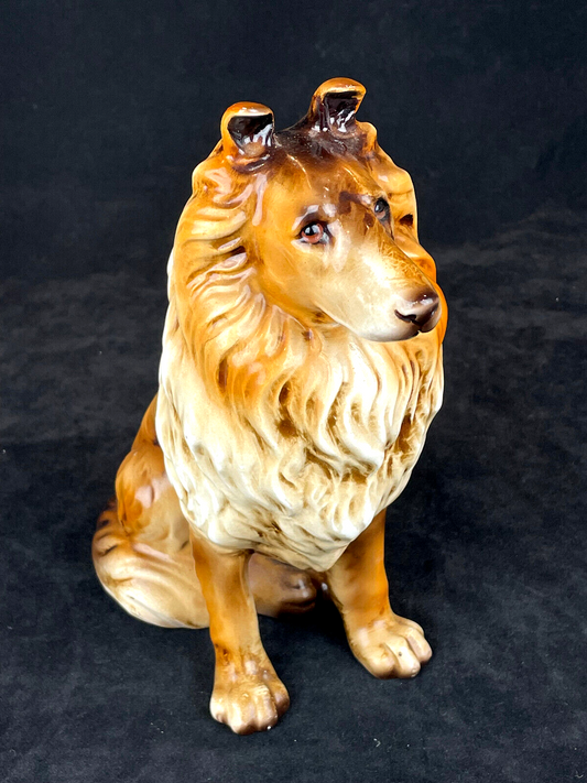 Large Mid-Century Lassie Collie Dog Ceramic Sculpture