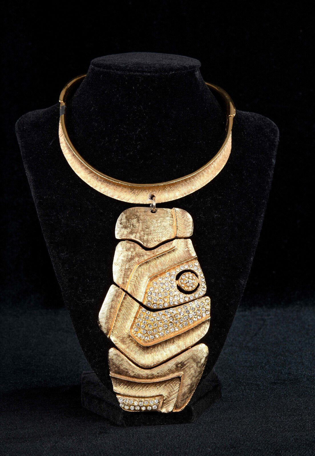 Vintage Pierre Cardin (Attrib) Dramatic Segmented Modernist Collar Necklace