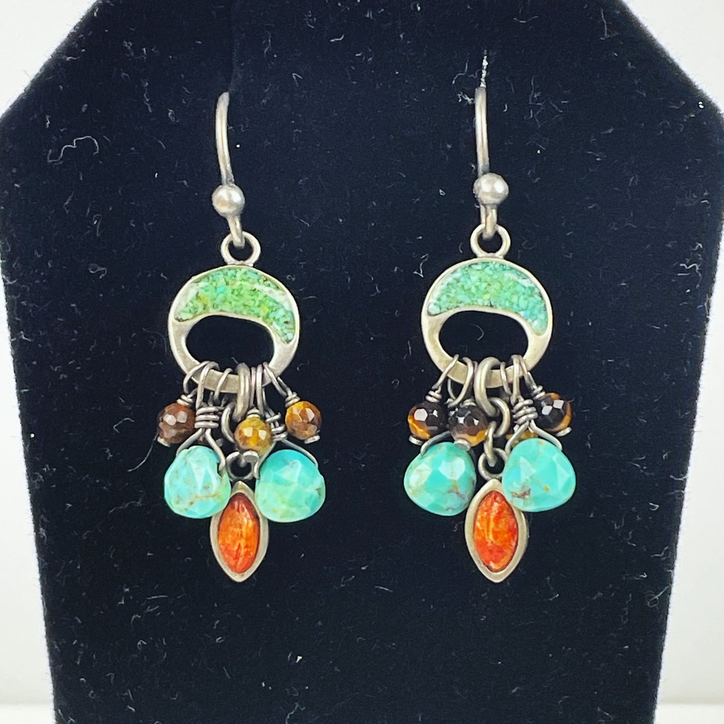 Silpada Sterling Silver Turquoise & Coral Dangle Earrings