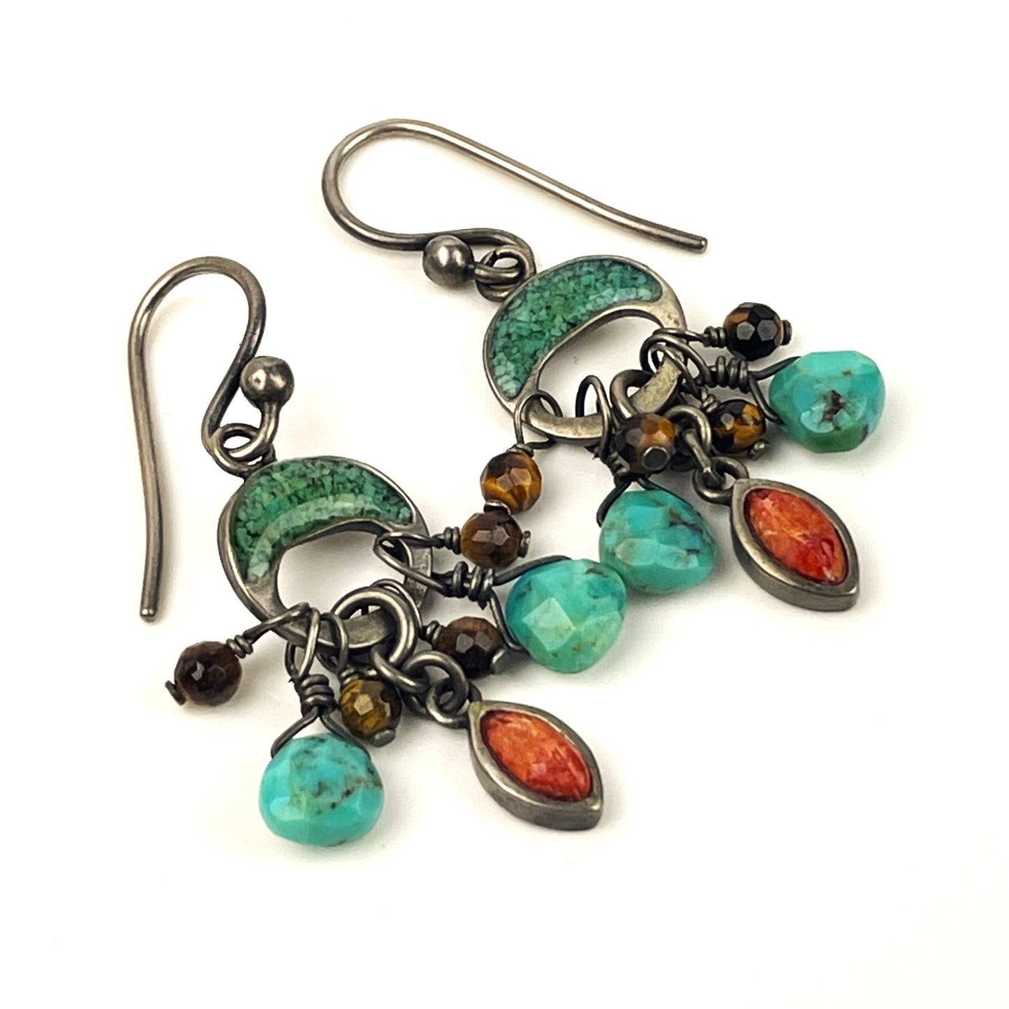 Silpada Sterling Silver Turquoise & Coral Dangle Earrings