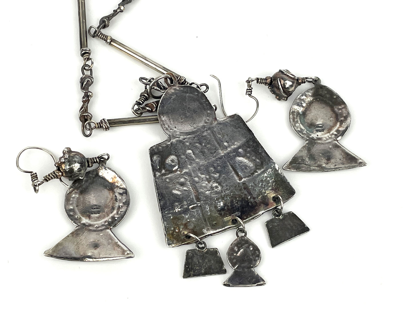 Very Unique Artisan Sterling Jewelry Set Hallmarked Birmingham UK