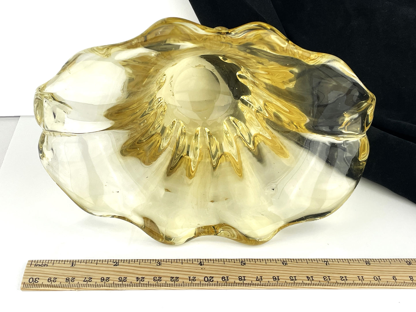 Mid-Century Italian Murano Substantial Hand Blown Yellow Waterfall Vase