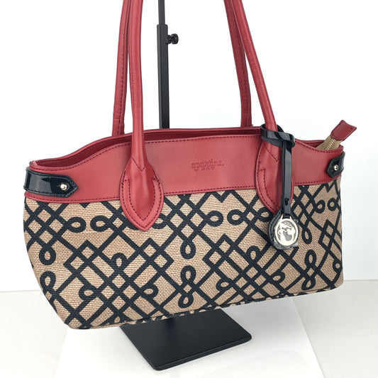 Spartina 449 "1715" Red Leather & Linen Designer Shoulder Bag from Daufuskie Island, S.C.