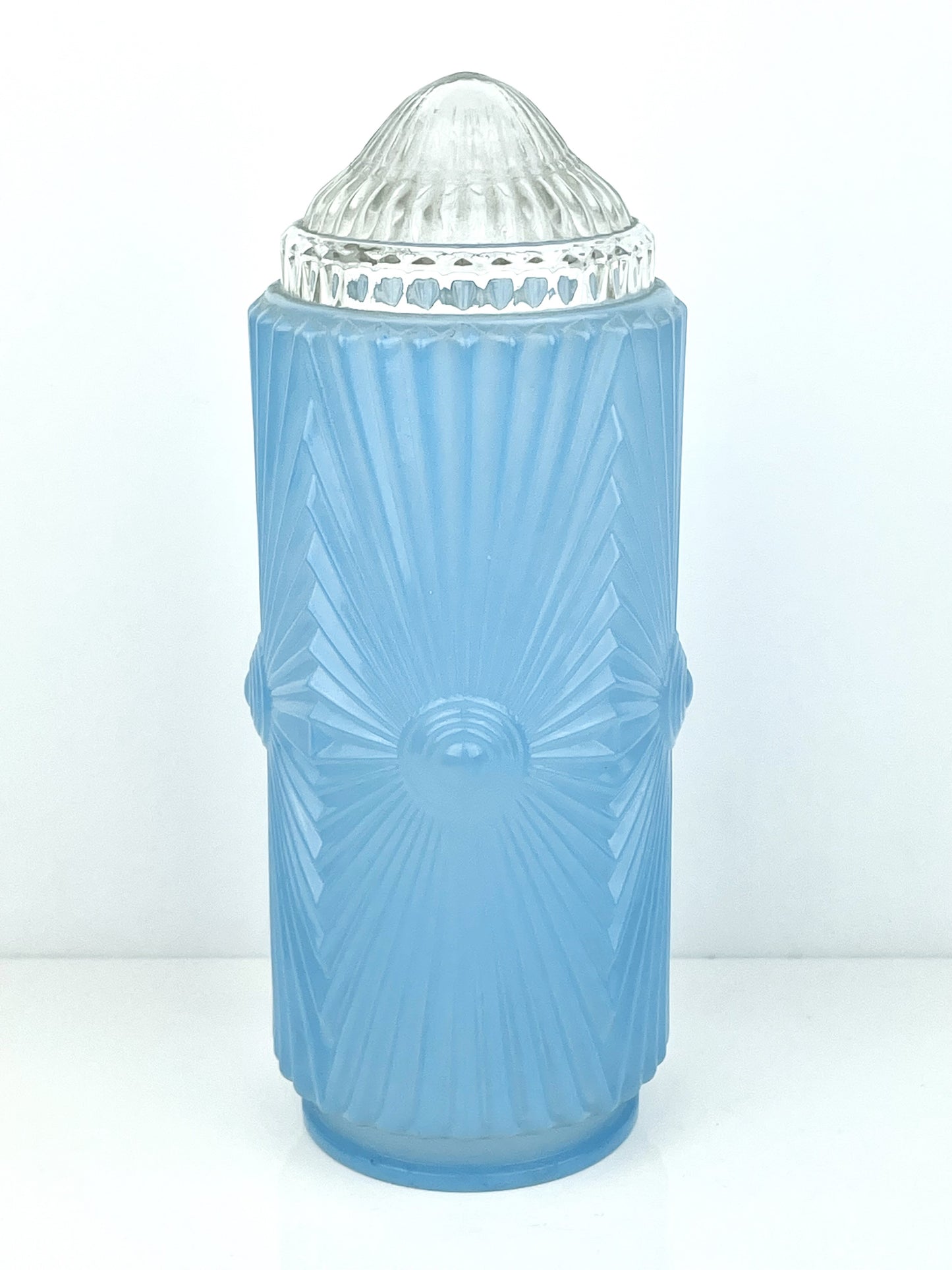 Antique Art Deco Powder Blue Torpedo Glass Lamp Shade