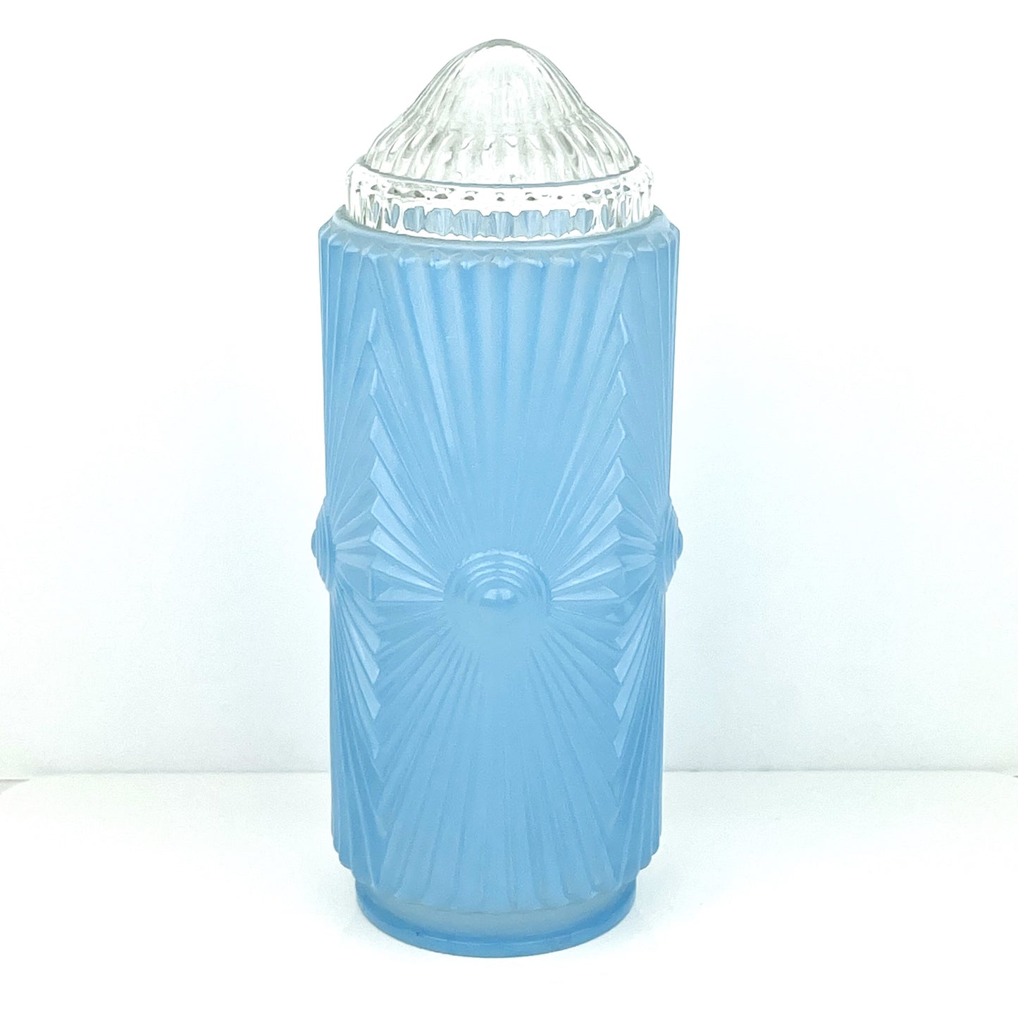 Antique Art Deco Powder Blue Torpedo Glass Lamp Shade