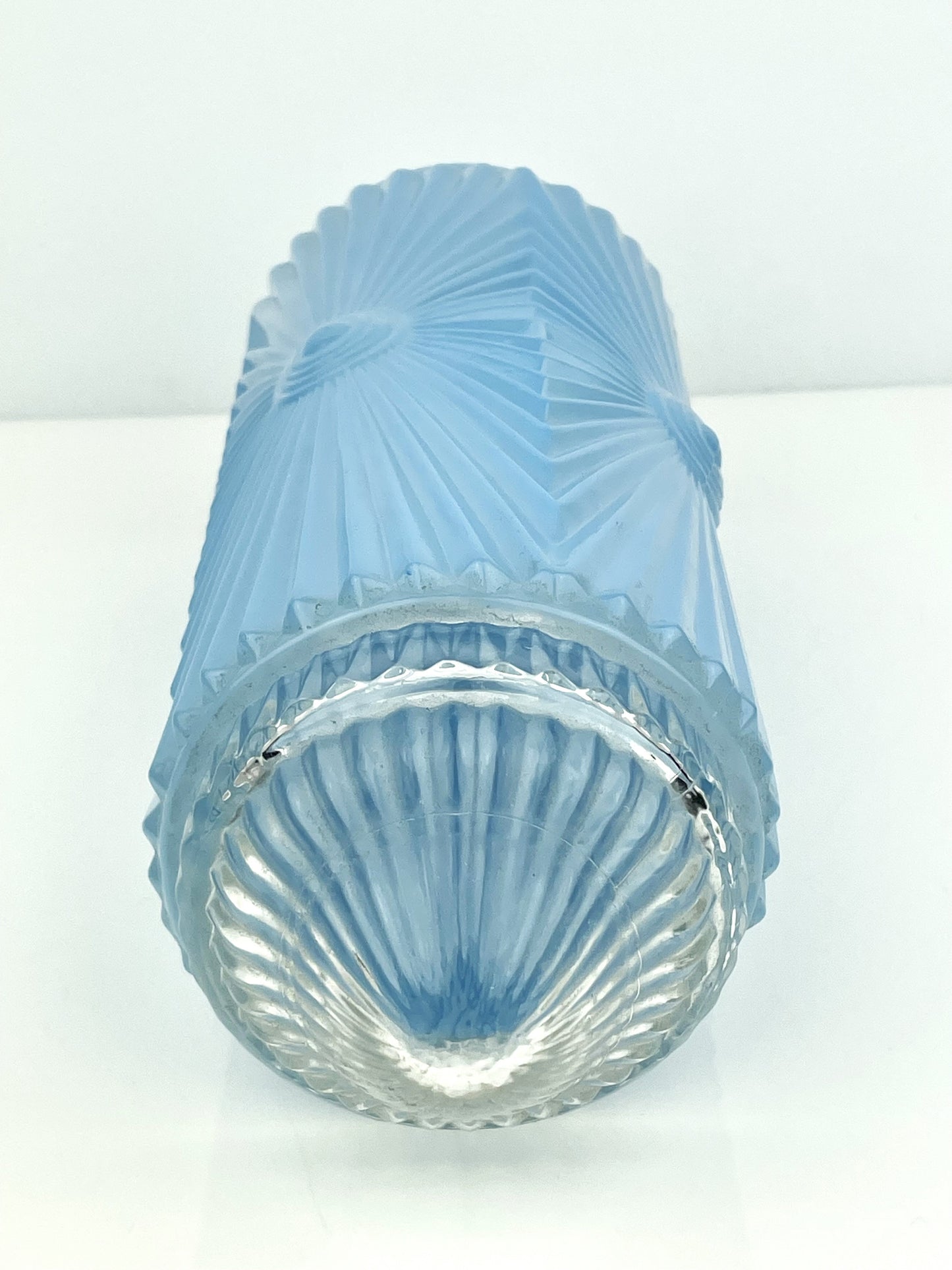 Antique Art Deco Powder Blue Torpedo Glass Lamp Shade