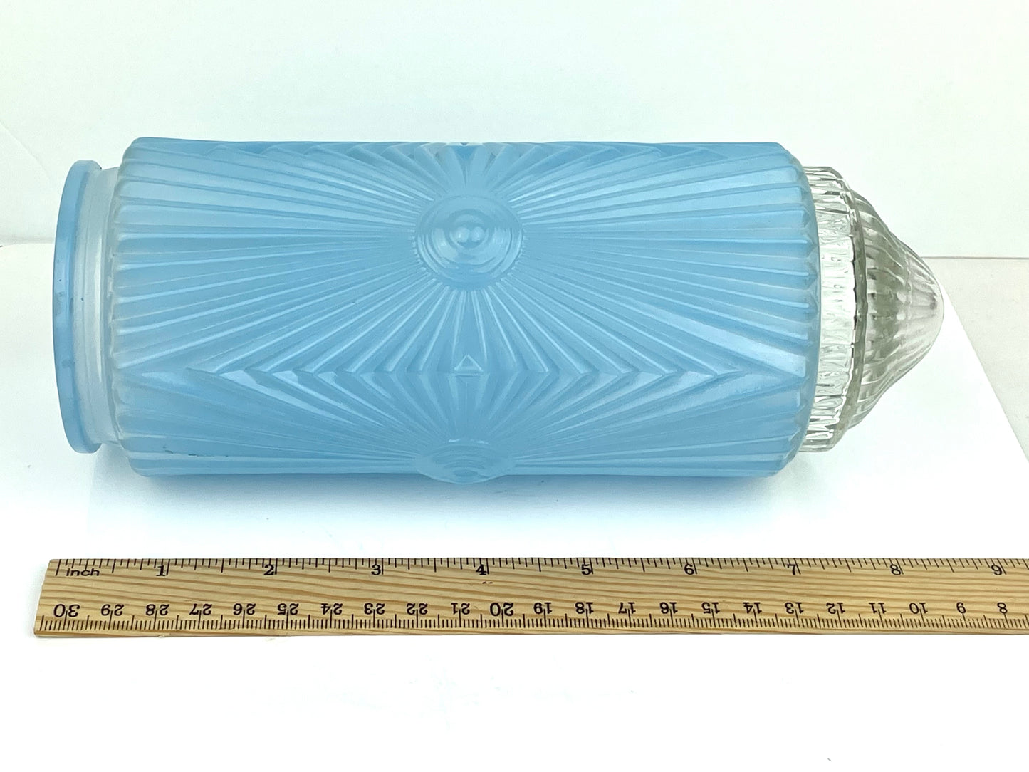 Antique Art Deco Powder Blue Torpedo Glass Lamp Shade