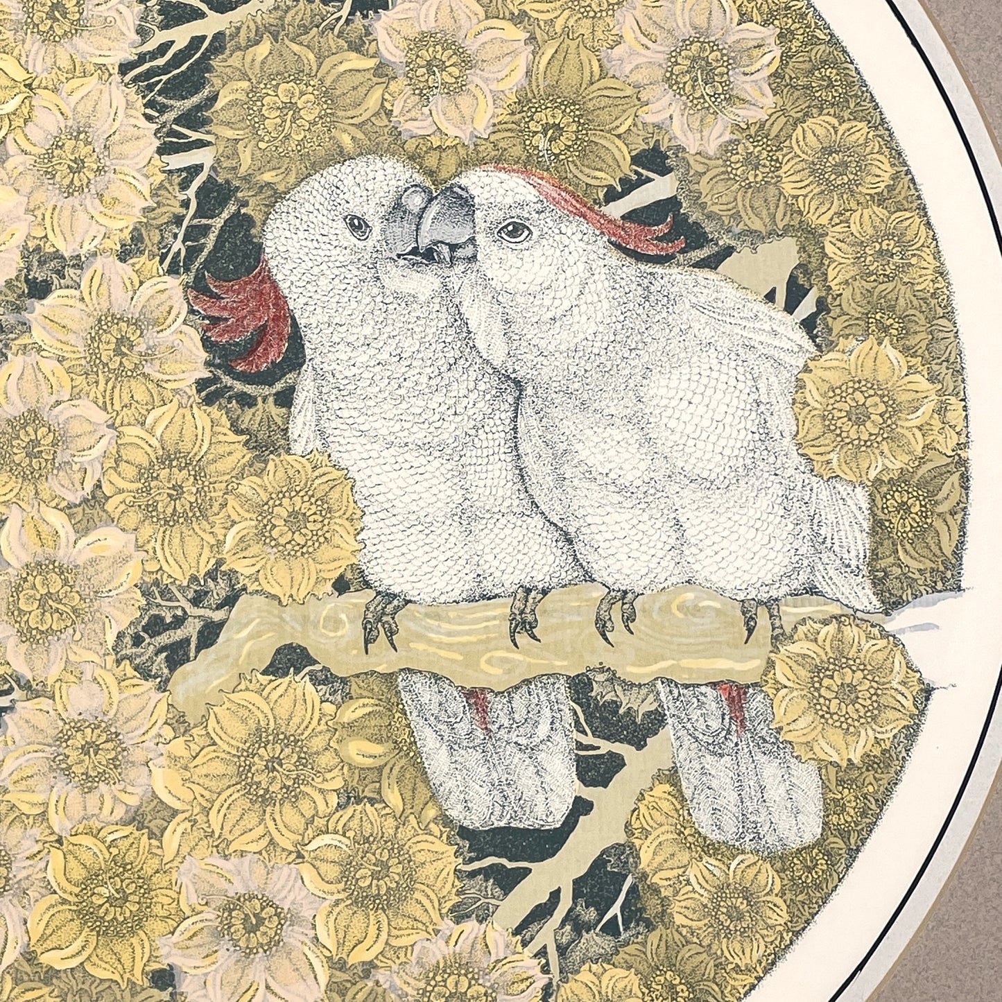 John Paul Morgan Original L/E Colored Lithograph of Cockatoos in Love