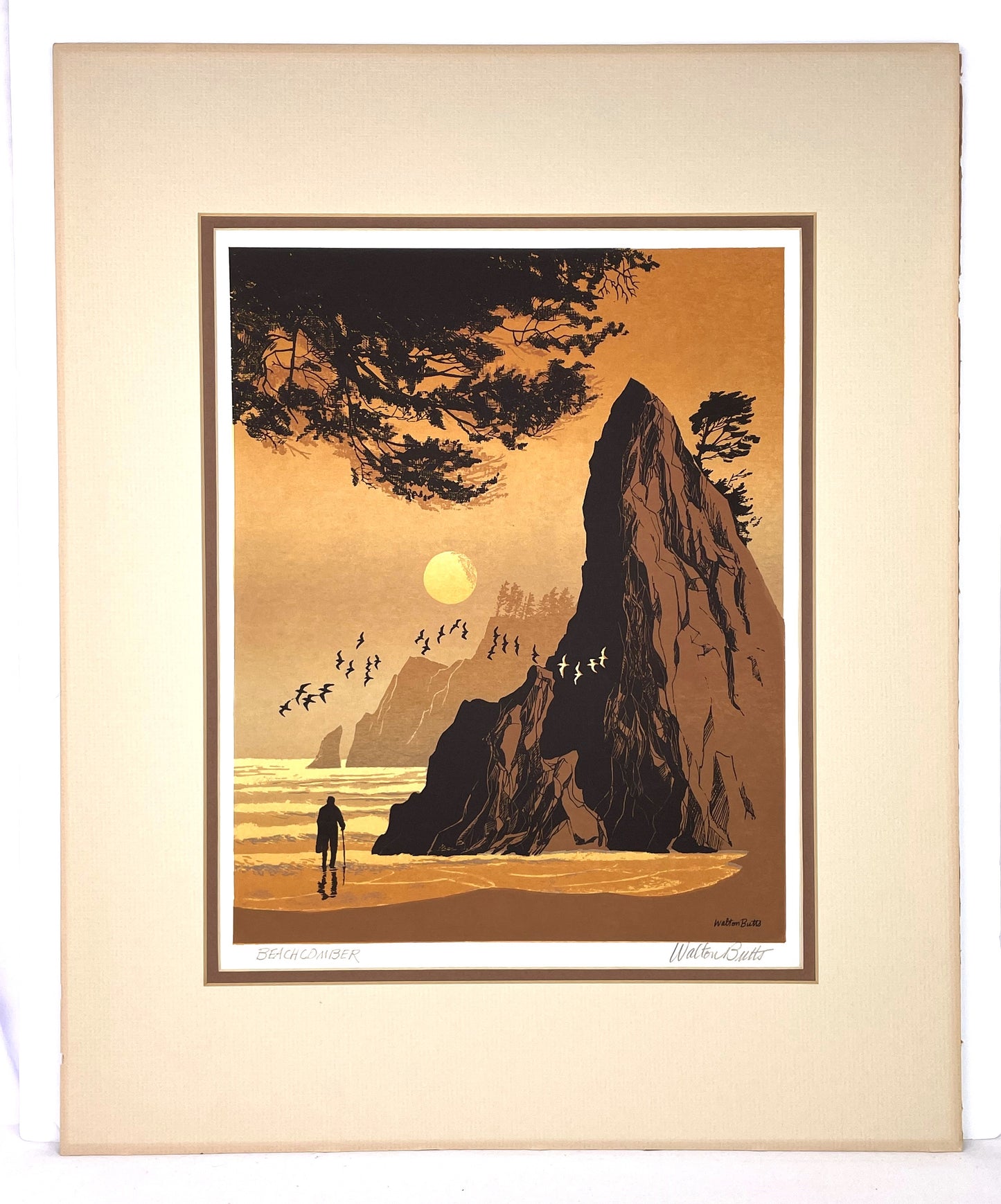 Walton Butts Original Signed Serigraph “Beachcomber”