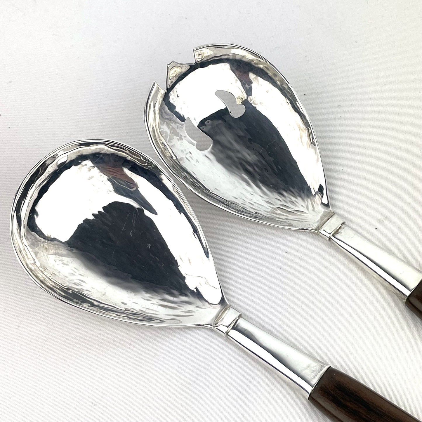 Mid-Century Sterling & Wood Handled Salad Serving Set