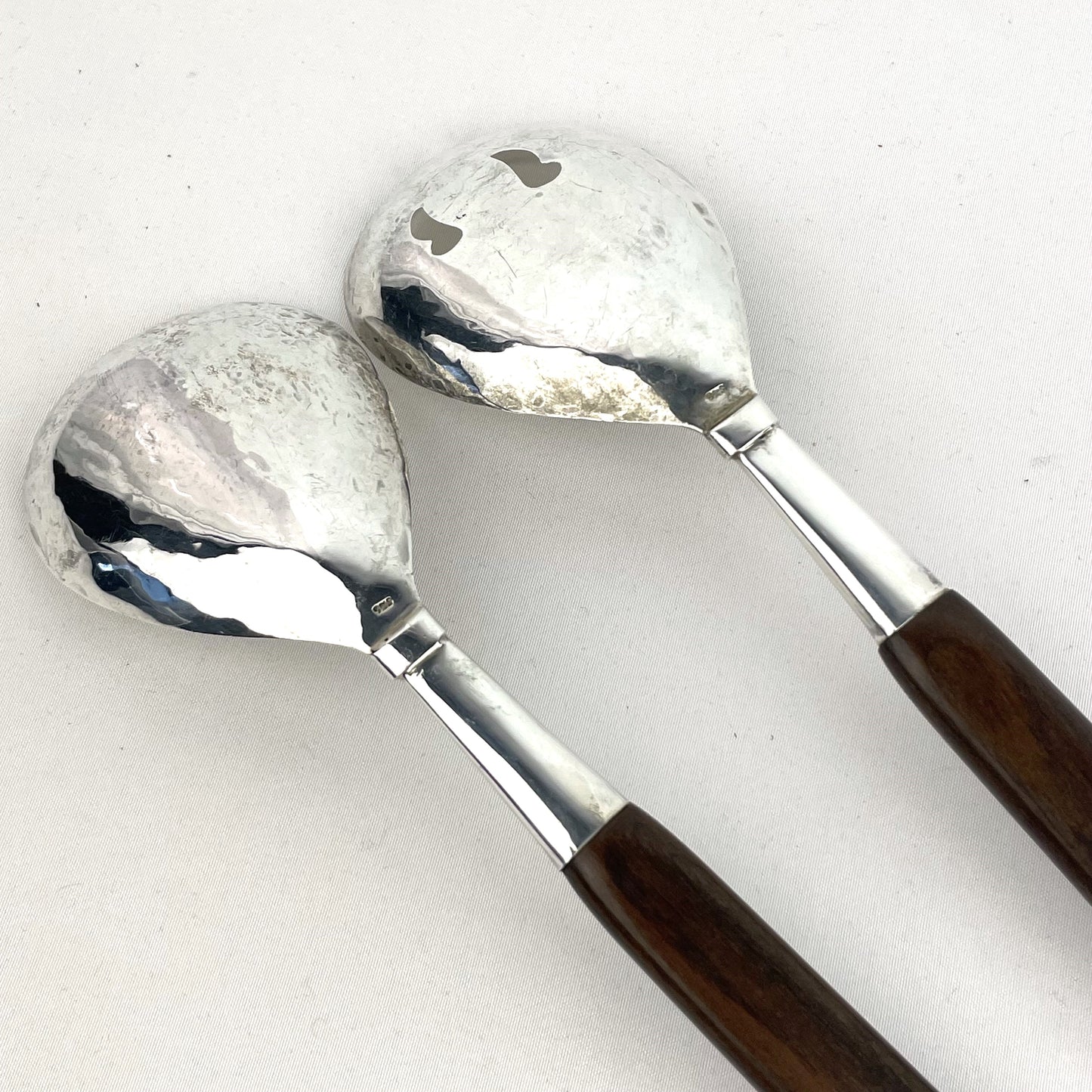 Mid-Century Sterling & Wood Handled Salad Serving Set