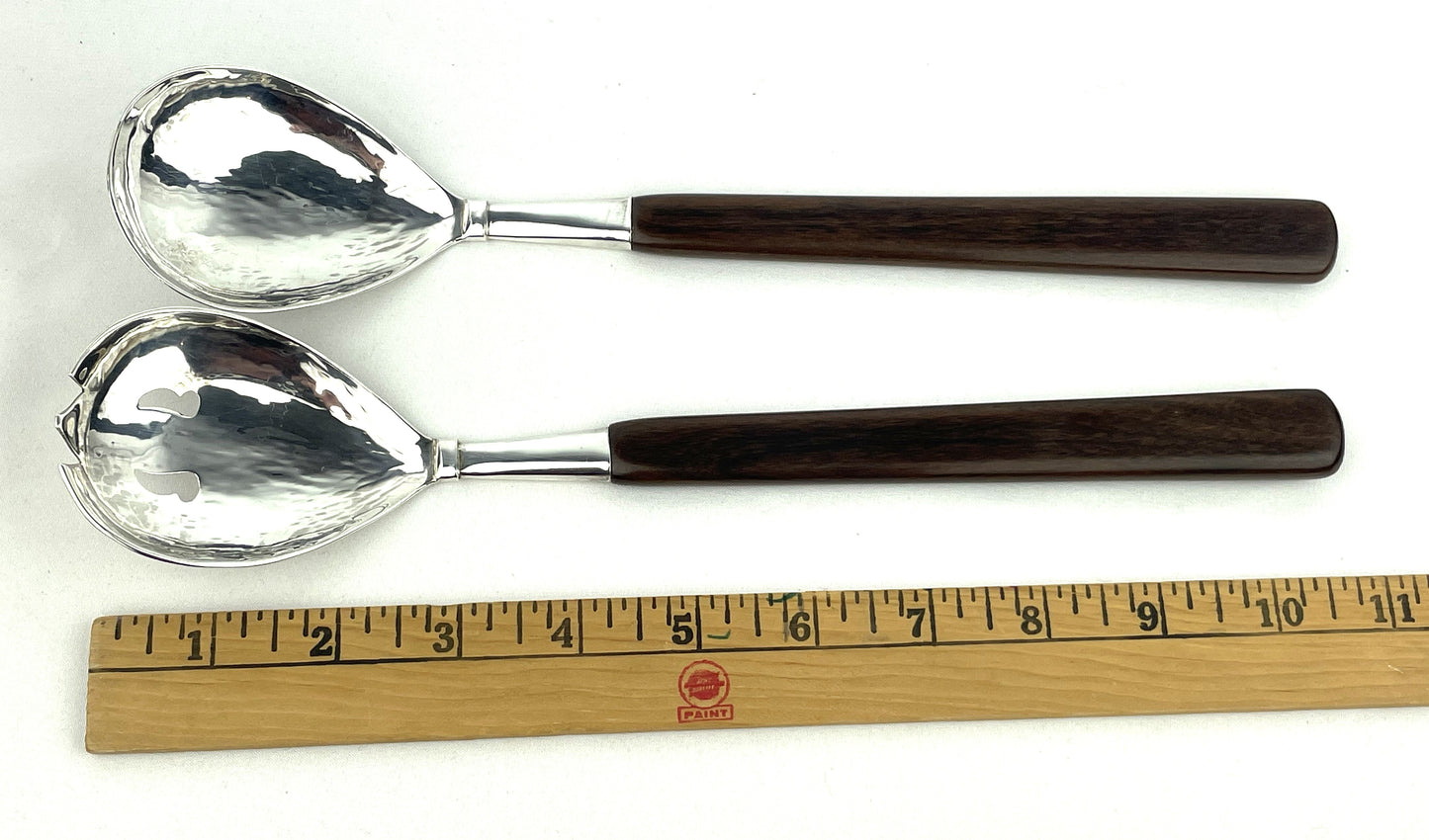 Mid-Century Sterling & Wood Handled Salad Serving Set