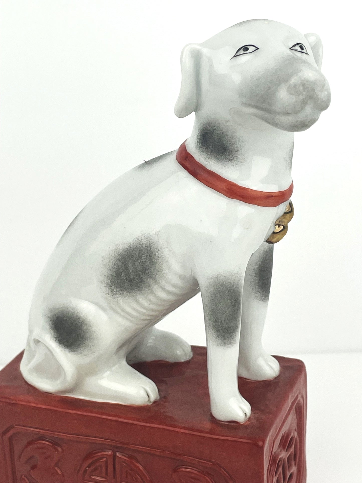 Vintage Chinese Porcelain Hand Painted Dog Figurine