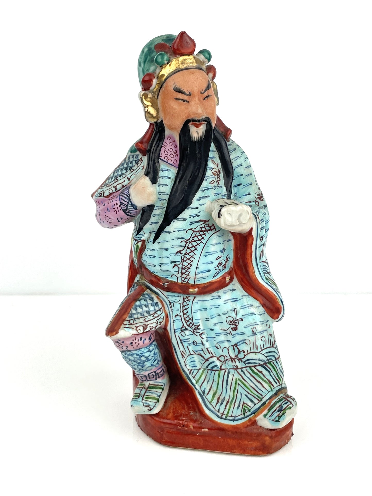 Vintage Chinese Famille Rose Figure of Guandi God of Justice & War