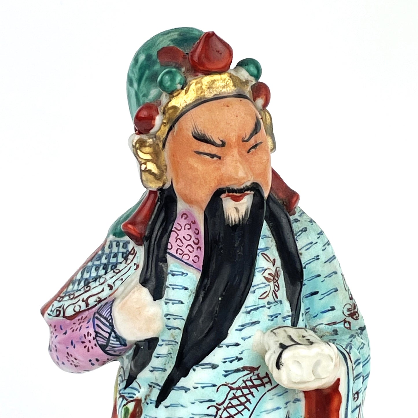 Vintage Chinese Famille Rose Figure of Guandi God of Justice & War