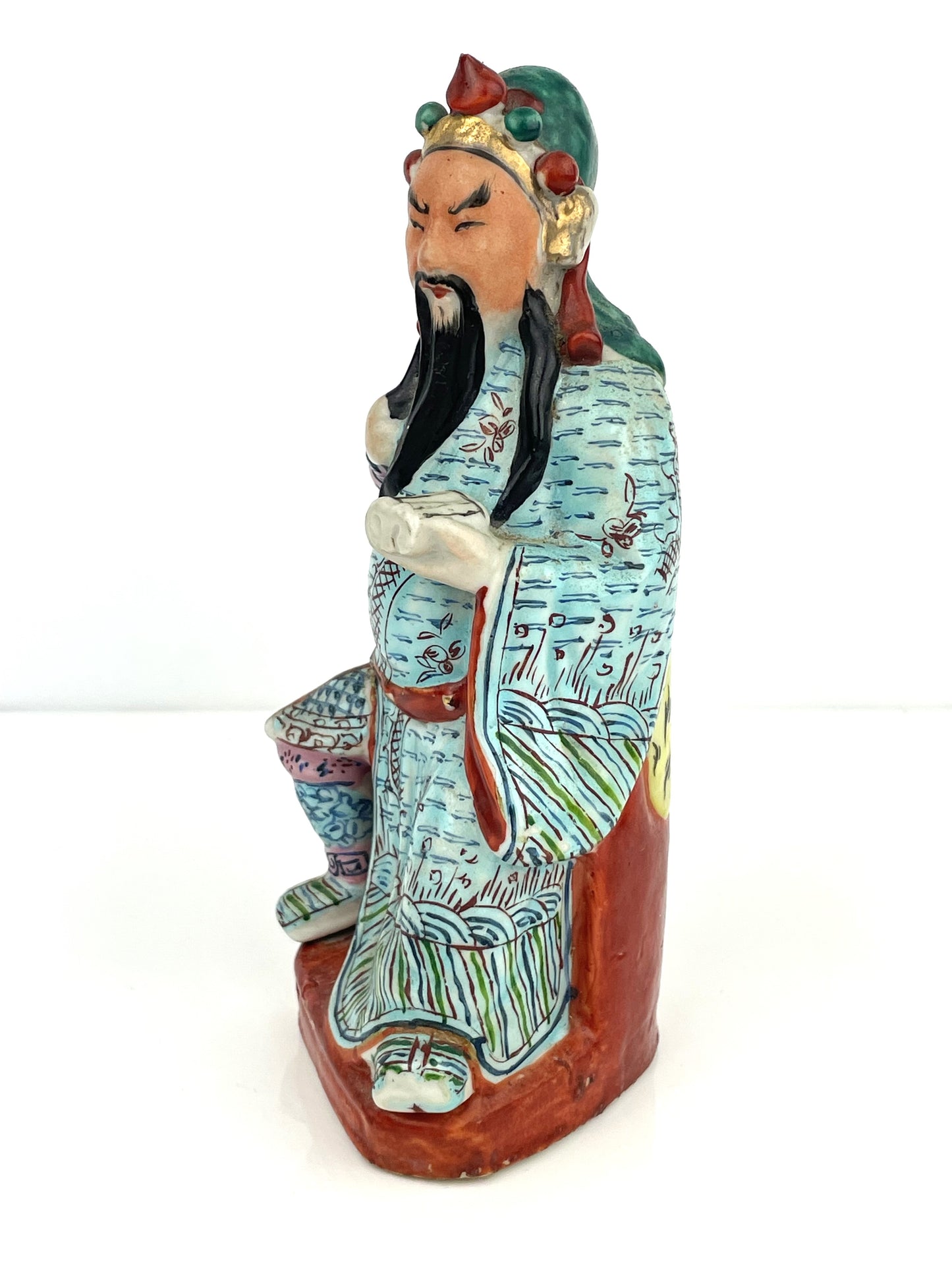 Vintage Chinese Famille Rose Figure of Guandi God of Justice & War