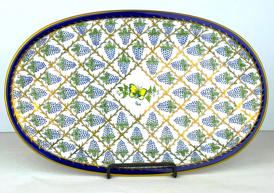 Limoges France Rare St Pierre Pattern Hand Painted Platter w/ Grape Vines & Butterfly