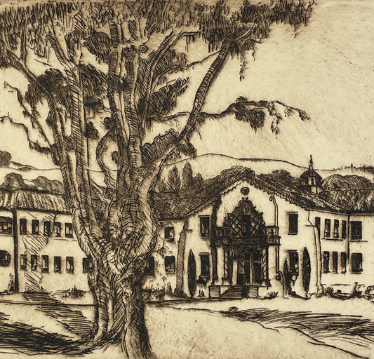 Gertrude Stone Brooks Etching Sonoma California Mission Buildings