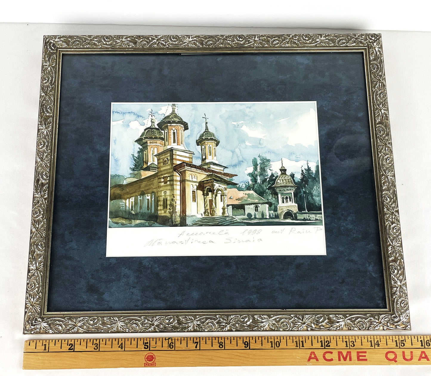 Fine Contemporary Signed Watercolor Painting Sinaia Monastery Romania