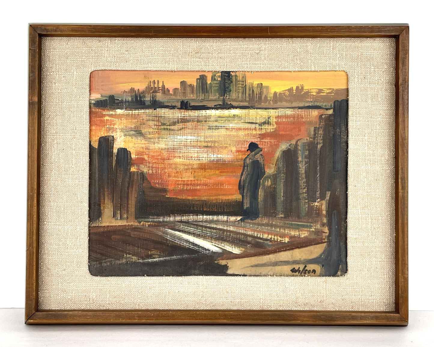 Mid-Century Oil Painting Listed NW Artist Louise Wilson Seattle Skyline