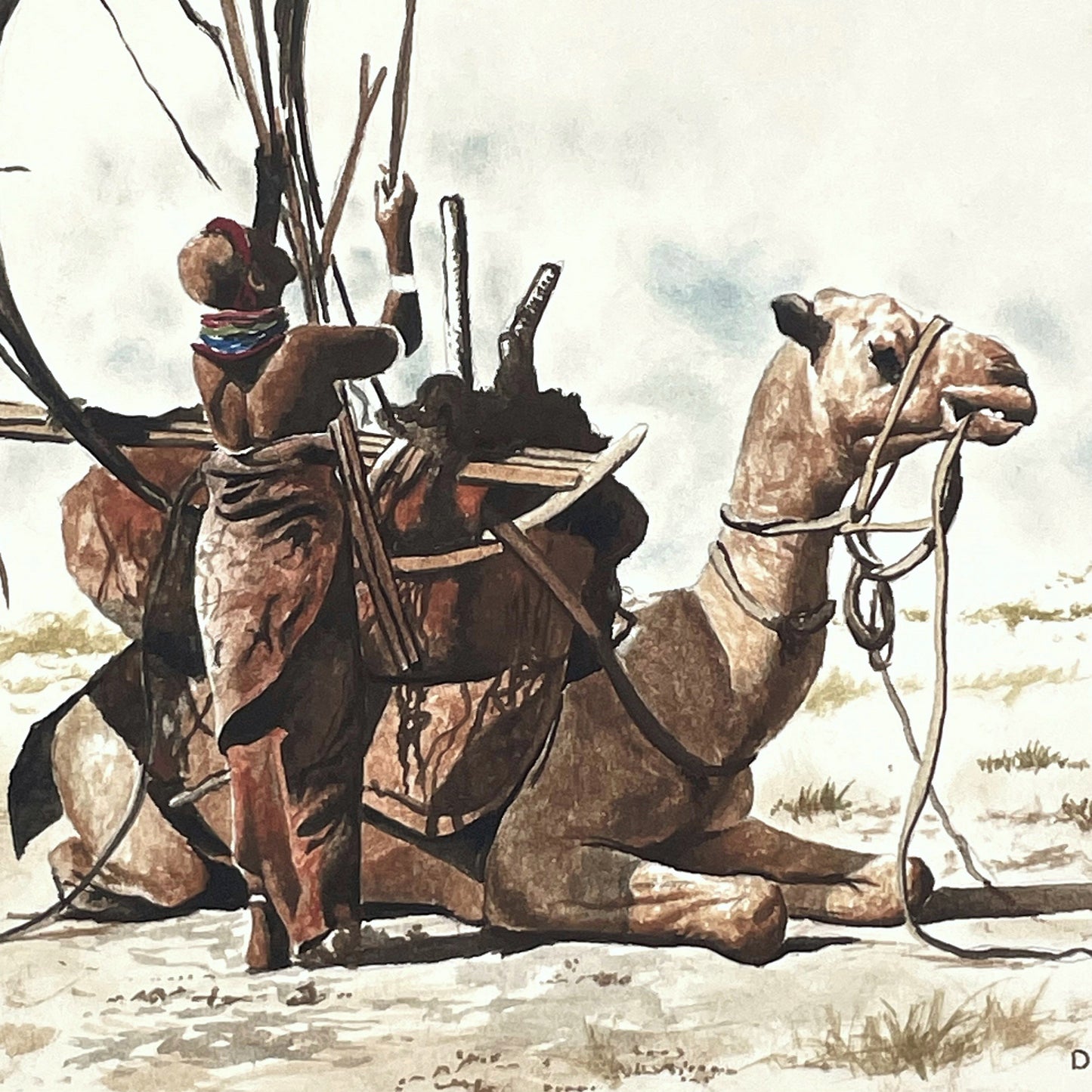 Daniel Njoroge Watercolor Painting Kenya African Artist Camel