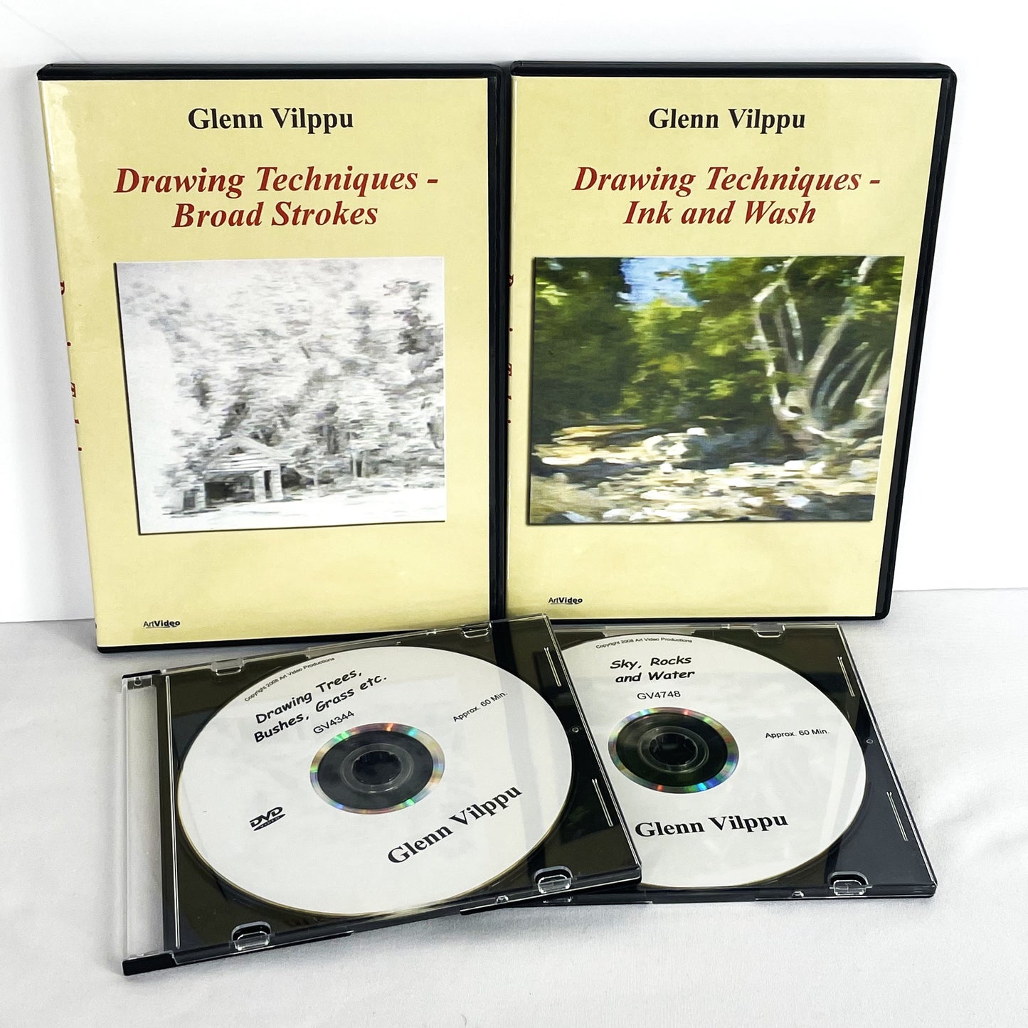 Glenn Vilppu 4-Set Drawing Techniques DVDs Broad Stokes Ink Trees Sky Water
