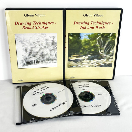 Glenn Vilppu 4-Set Drawing Techniques DVDs Broad Stokes Ink Trees Sky Water