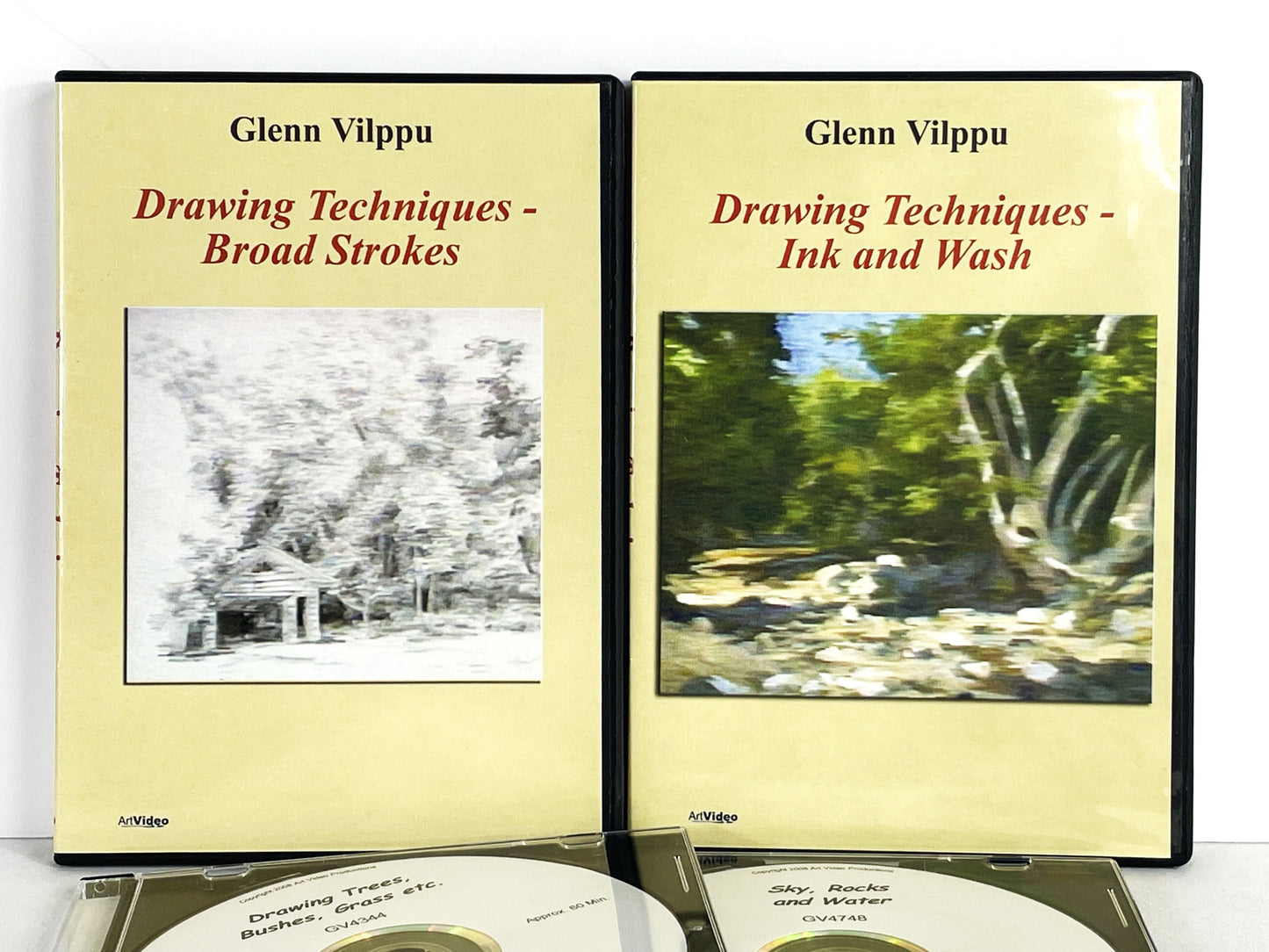 Glenn Vilppu 4-Set Drawing Techniques DVDs Broad Stokes Ink Trees Sky Water