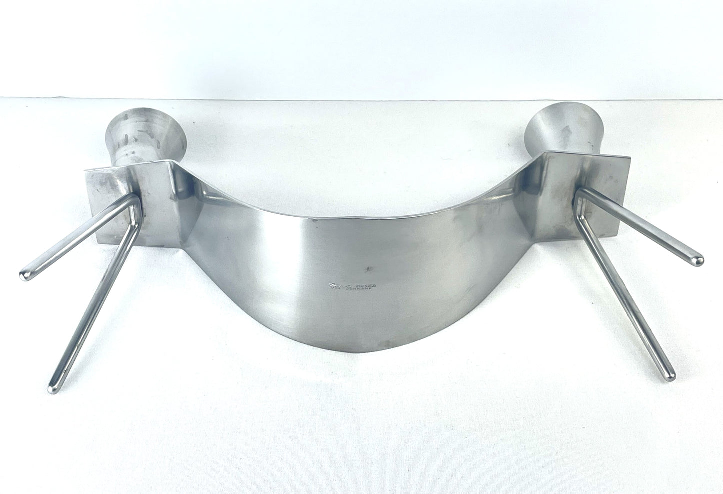 Scarce Dana Danish Mid-Century Modern Stainless Steel Twin Candleholder