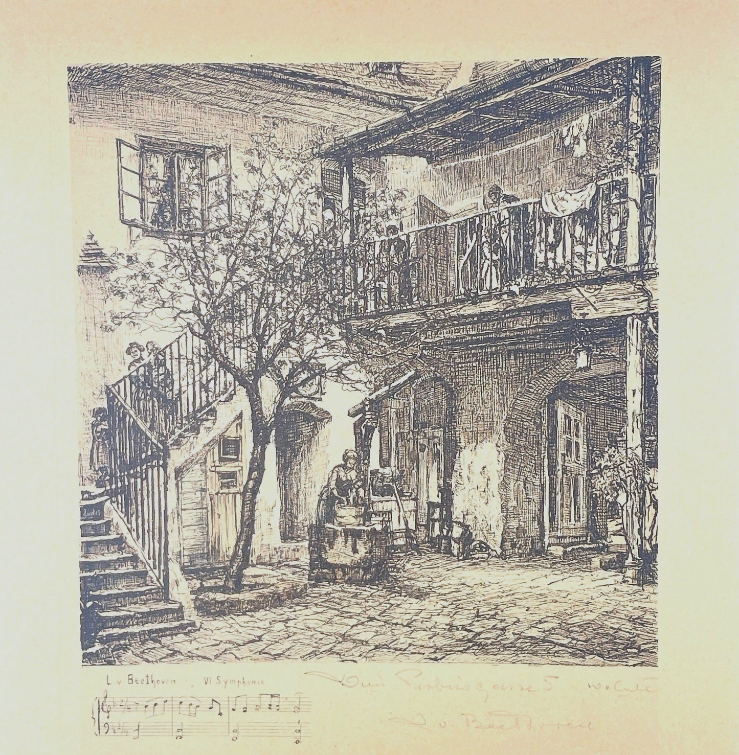 Vintage Etching Beethoven Home German Artist Herta Czoerning-Gobanz