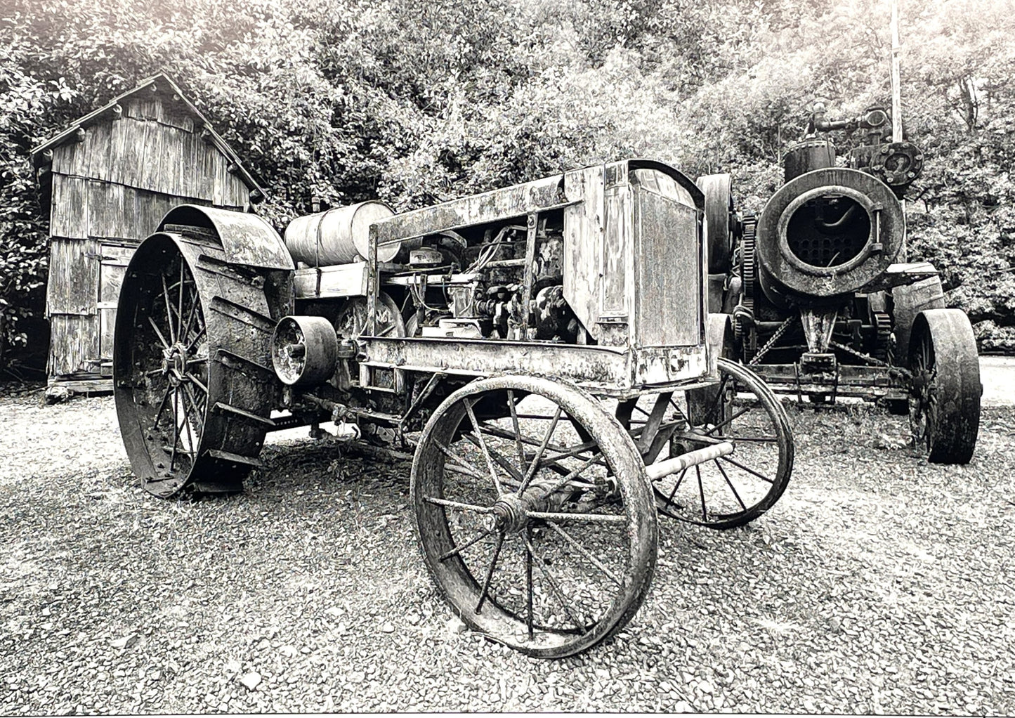Signed Large Photograph James Bouden Antique Steam Tractors Steel Mules