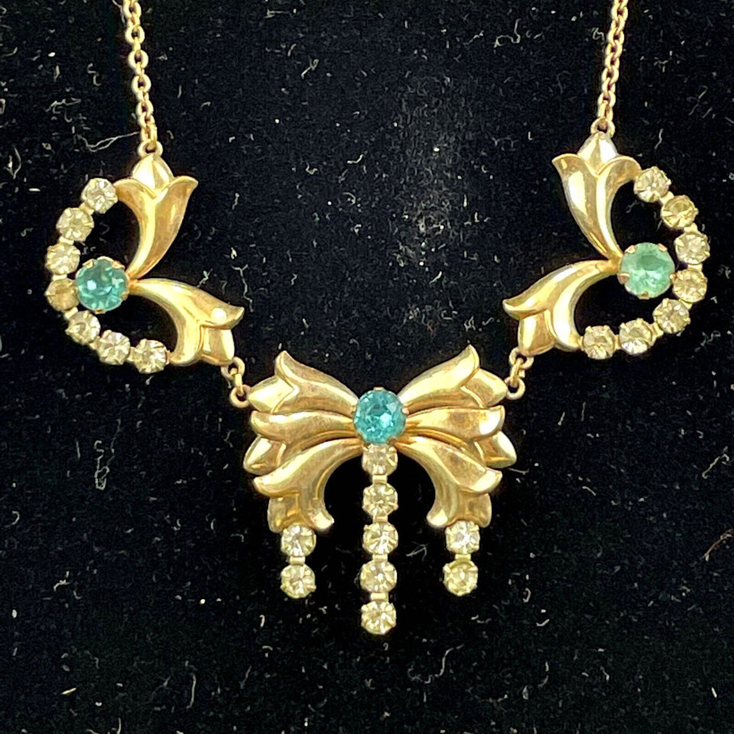 Early 20th Century 1/20 12K Gold Filled Blue Rhinestone AMCO Necklace