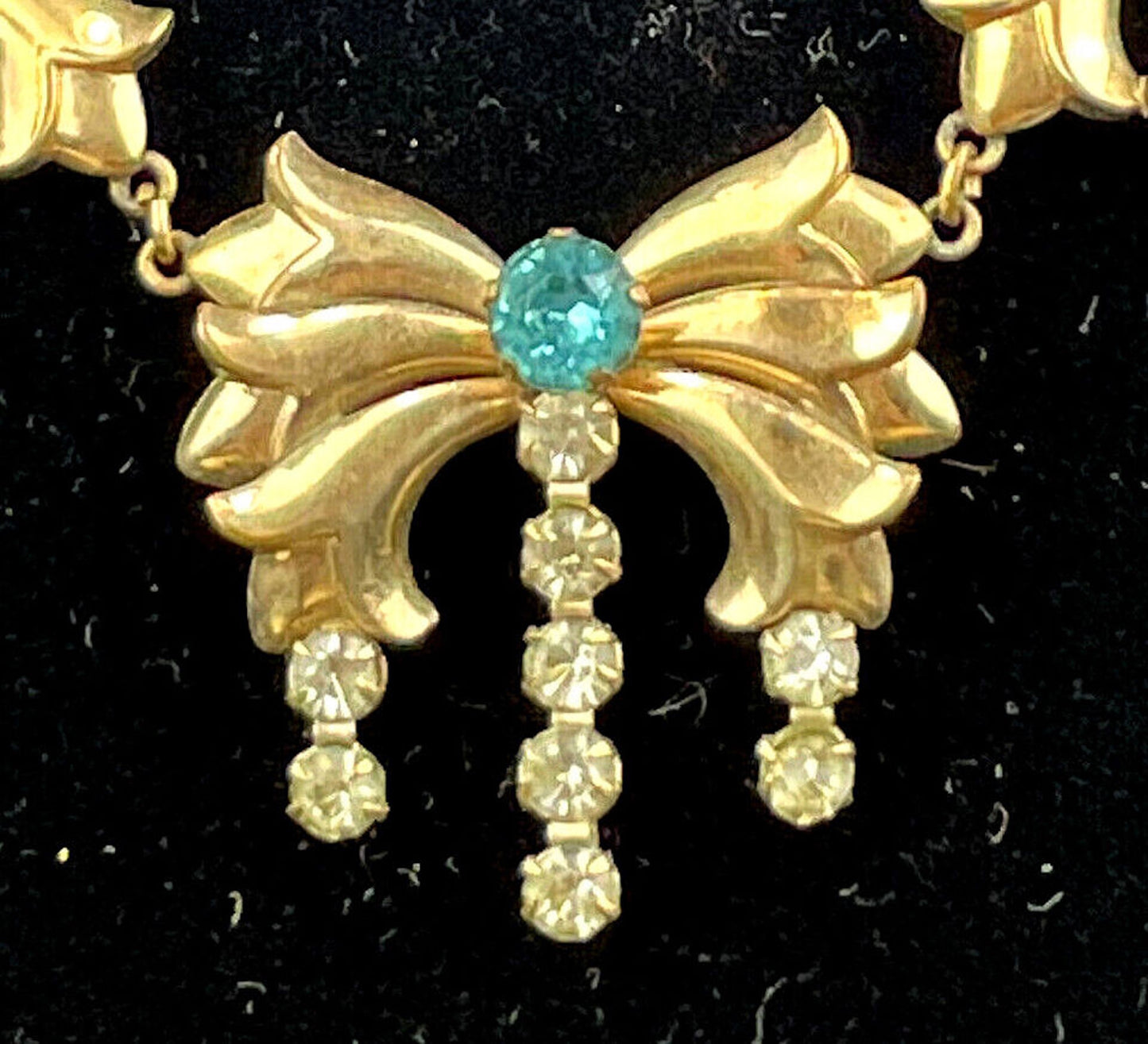 Early 20th Century 1/20 12K Gold Filled Blue Rhinestone AMCO Necklace