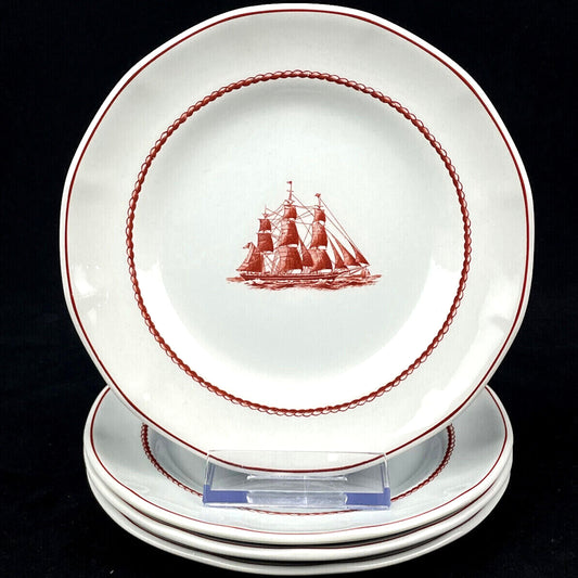 Wedgwood 4pc Red Flying Cloud Clipper Ship 6" Bread & Butter Plates