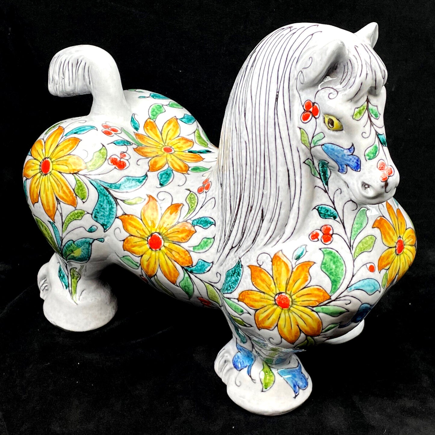 1960s Italian Majolica Pottery Horse Sculpture by Mancioli for Raymor