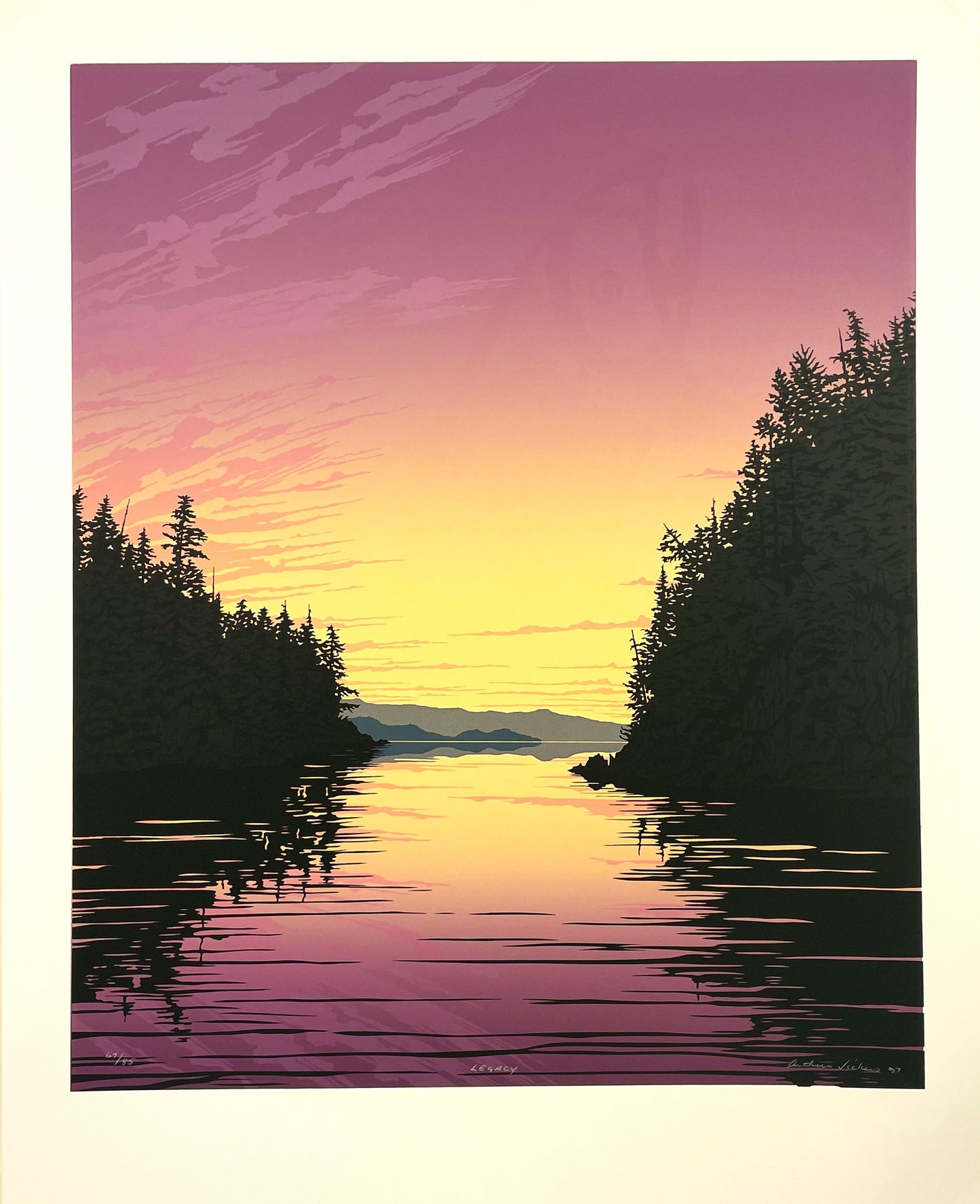 Arthur Vickers NW Glowing Sunset LE Silkscreen Serigraph “Legacy” Salmon